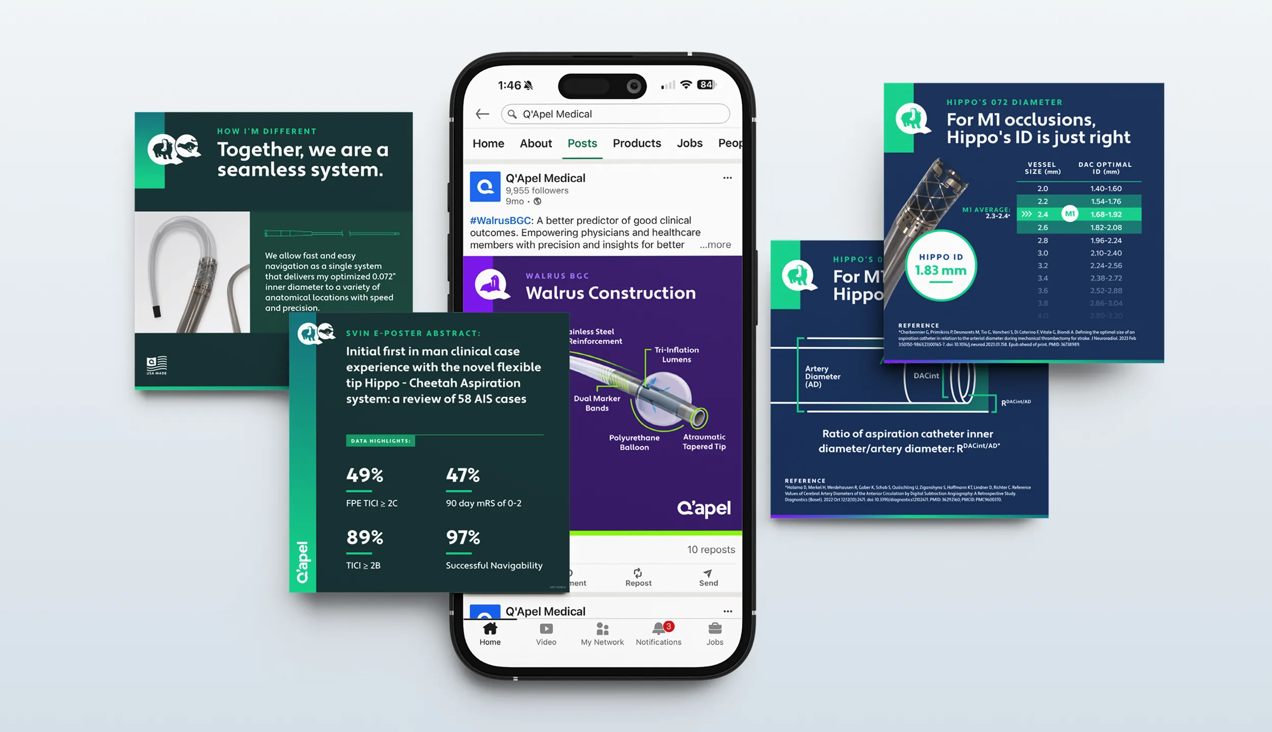 Q'Apel social media graphics on smartphone